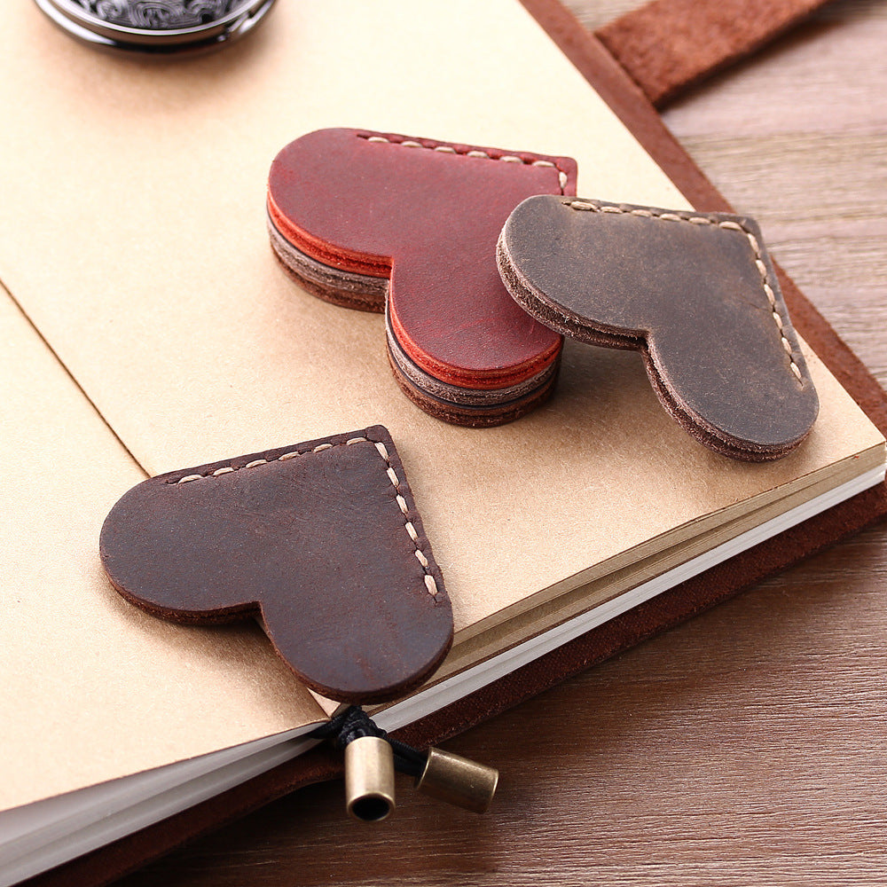 Heart-shaped leather corner bookmark – view 2