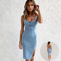 U-Neck Denim Slip Dress