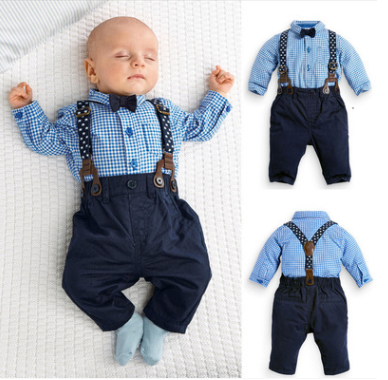 Baby Boy Shirt and Suspender Pants Set – view 1