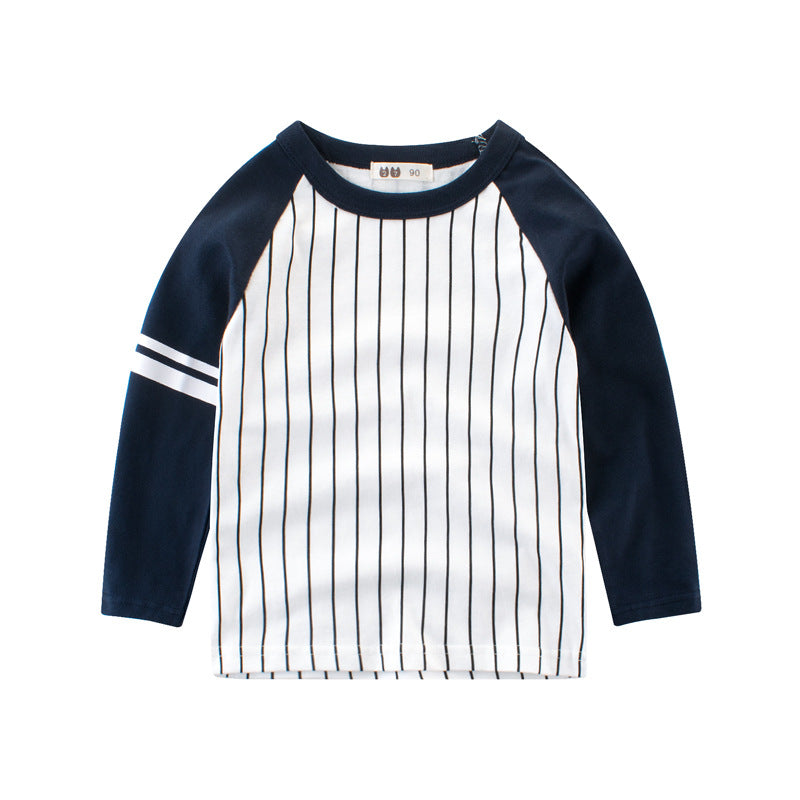 Front of the striped raglan kids' T-shirt