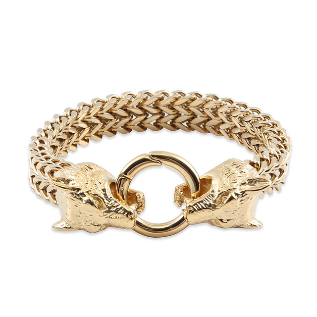 Stainless Steel Wolf Head Chain Bracelet - view 11