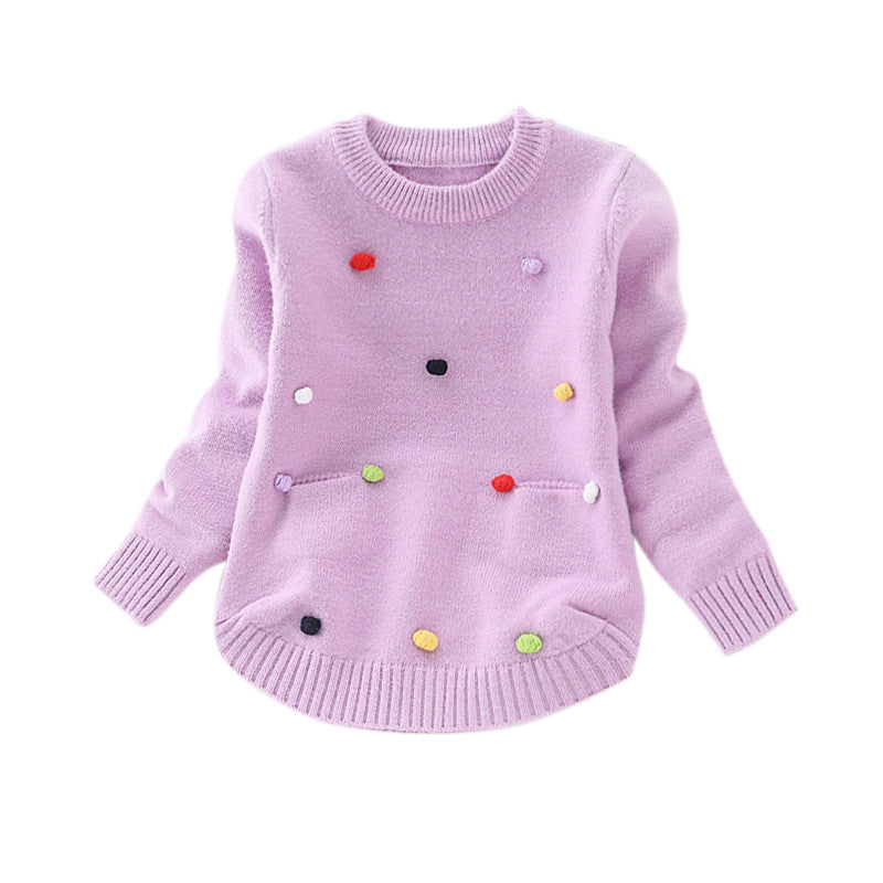 Girls' Pom Pom Knit Sweater – view 4