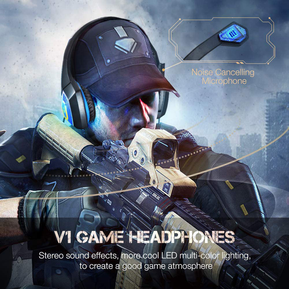 RGB gaming headset worn side view