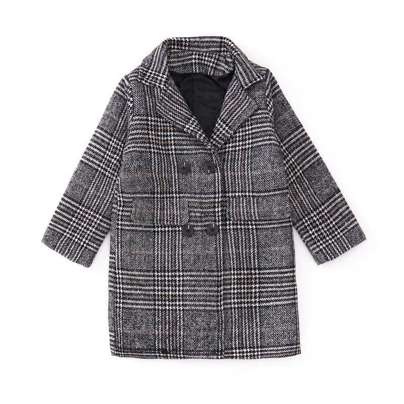 Girls' Houndstooth Plaid Winter Coat - view 2