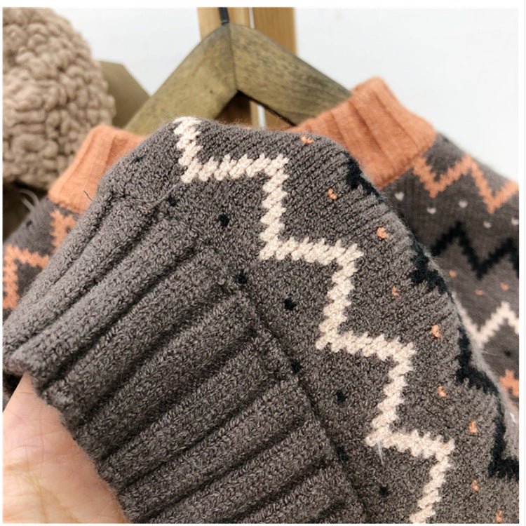 Kids' Zigzag Knit Sweater, Plush-Lined - view 8