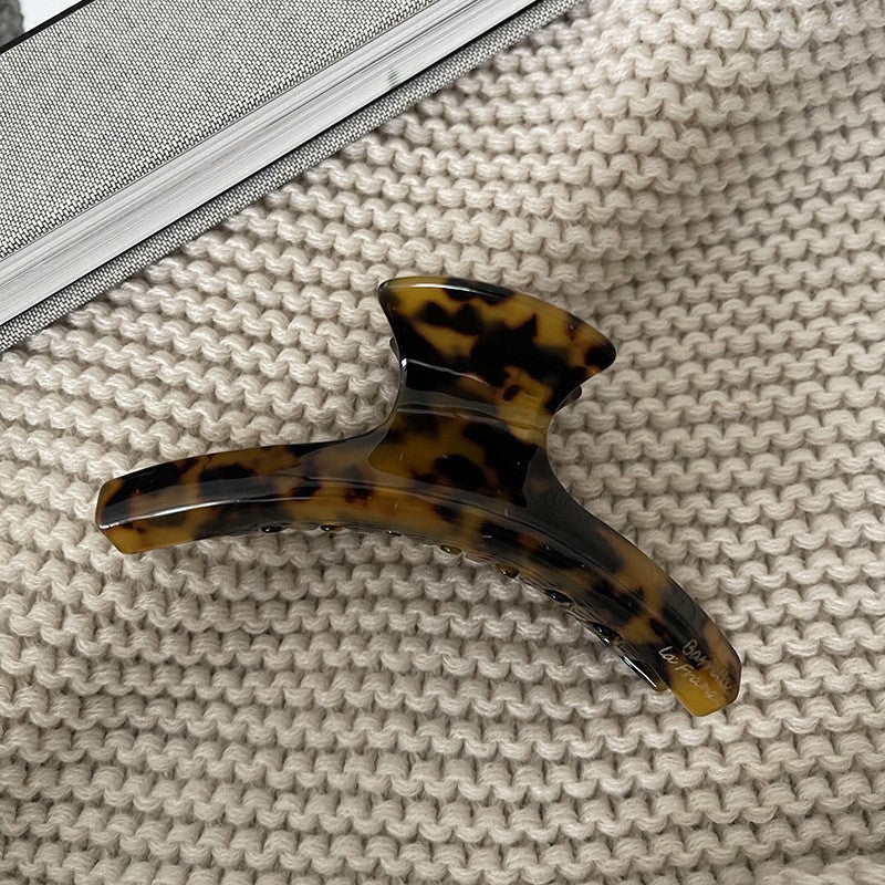 Claw clip holding a twisted half-up hairstyle