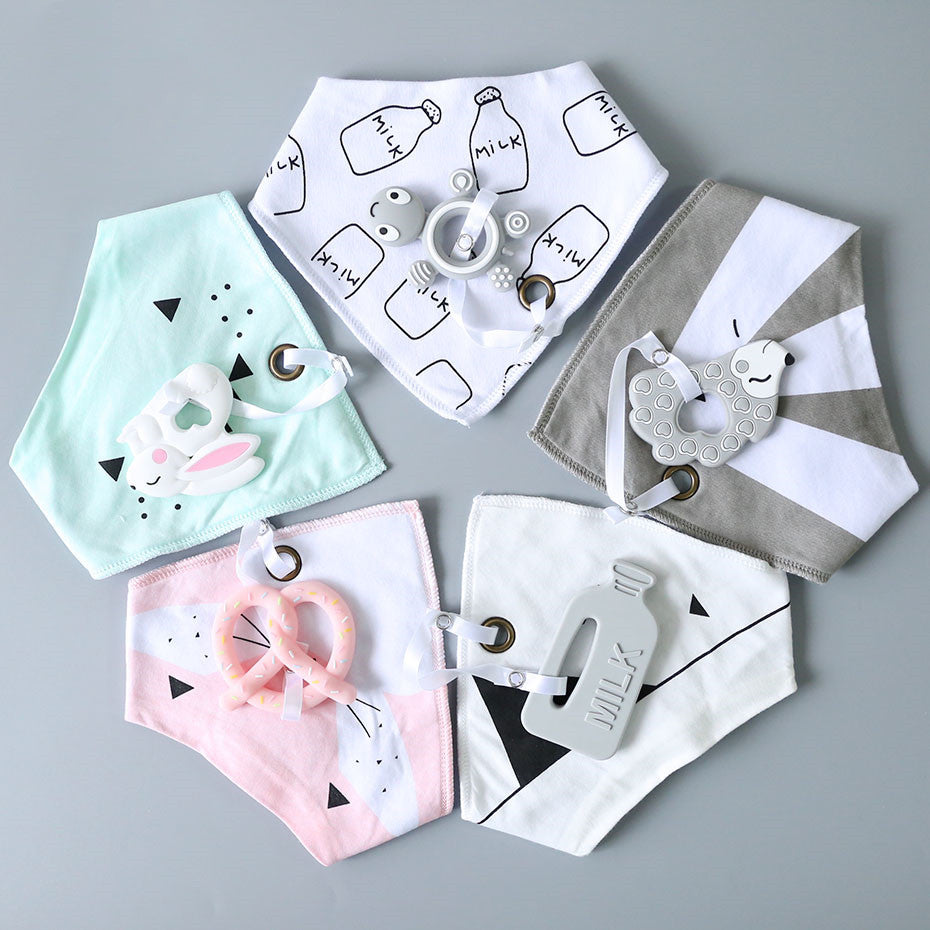 Cotton Bandana Bib with Silicone Teether 1