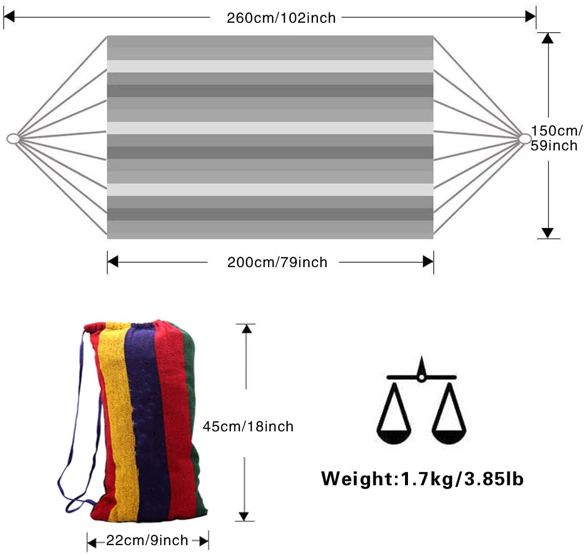 Striped Canvas Camping Hammock - view 2