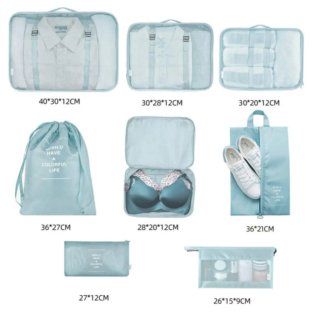 Assorted sizes of luggage packing cubes