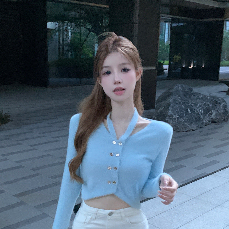 Women's cropped knit cardigan – view 3