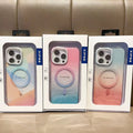 Clear magnetic phone case with geometric colour gradient