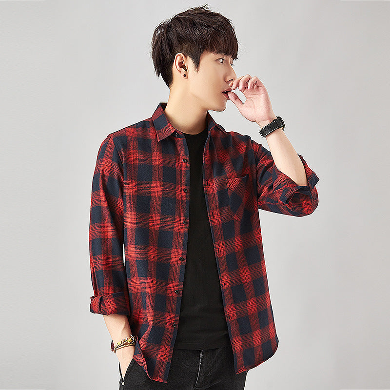 Men's Plaid Flannel Button-Up Shirt