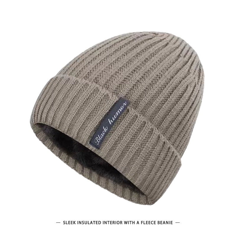 Fleece-lined double layer winter beanie detail