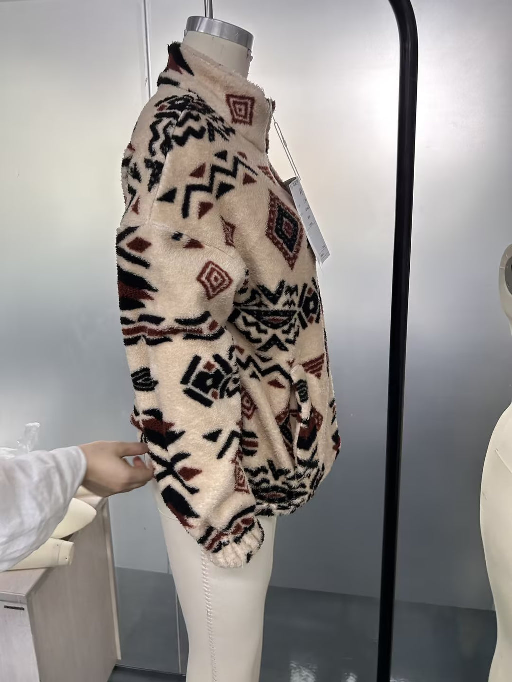 Women's Aztec Print Sherpa Half-Zip Pullover - view 5