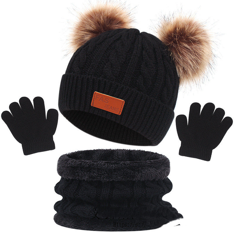 Black kids' winter hat set