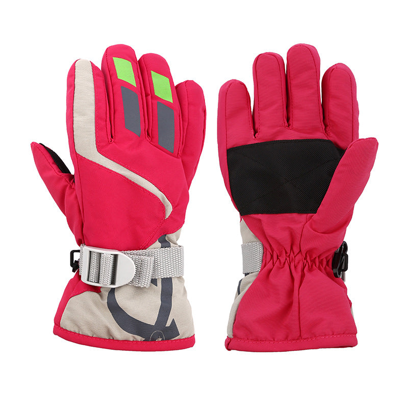 Kids' ski gloves shown front and palm side