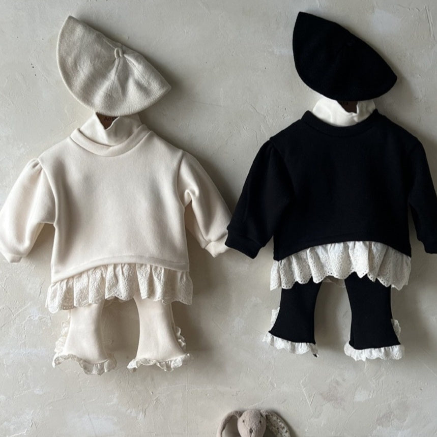 Girls' Ruffle-Trim Velvet Top or Flare Leggings