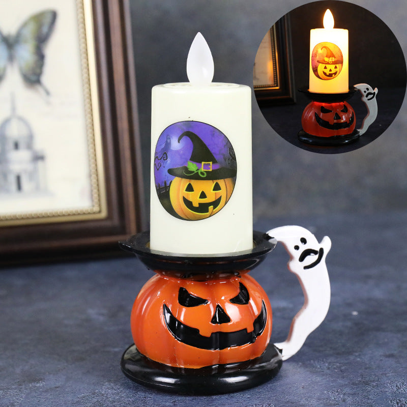 Pumpkin and skull LED candle lantern – view 5