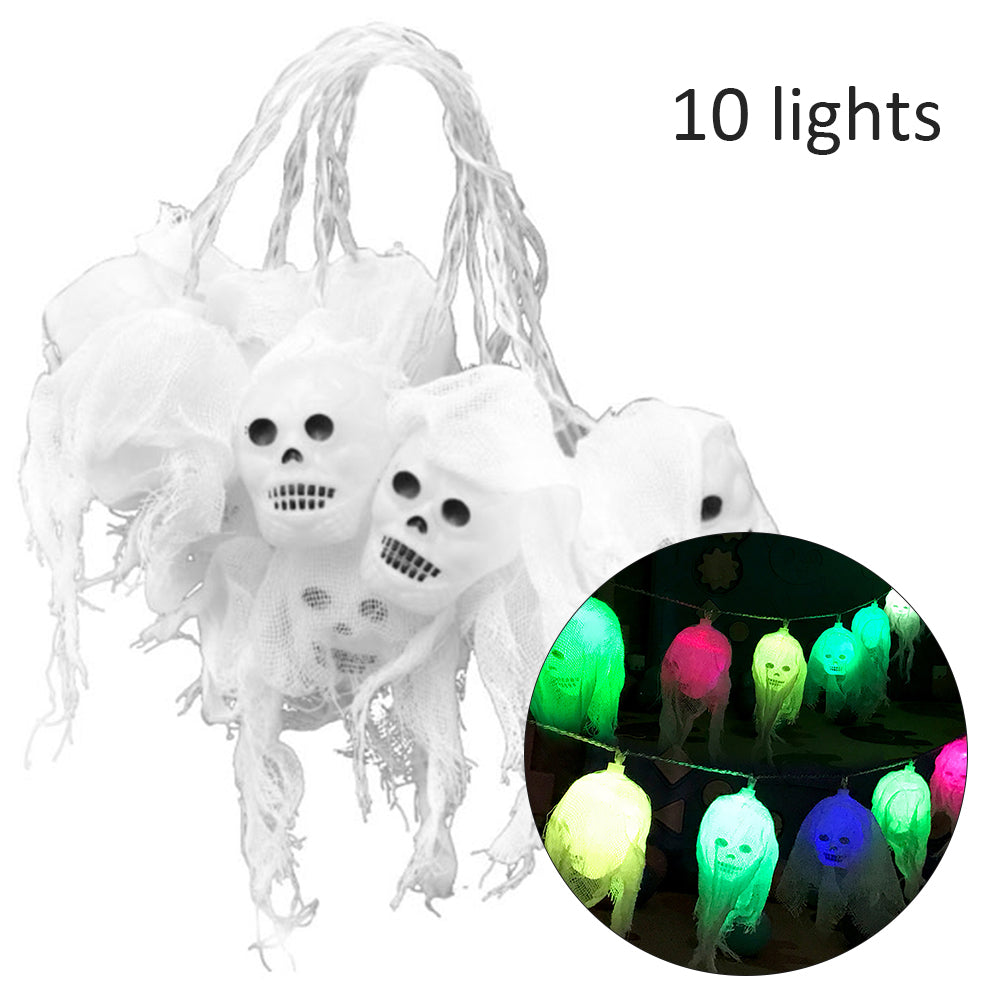 Skull ghost LED Halloween string lights – view 1