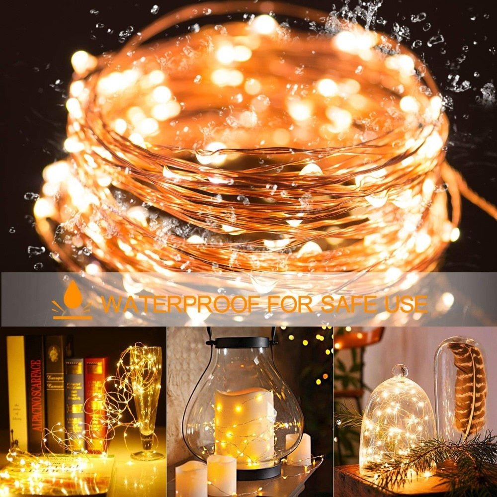 Silver wire LED fairy string lights – view 3