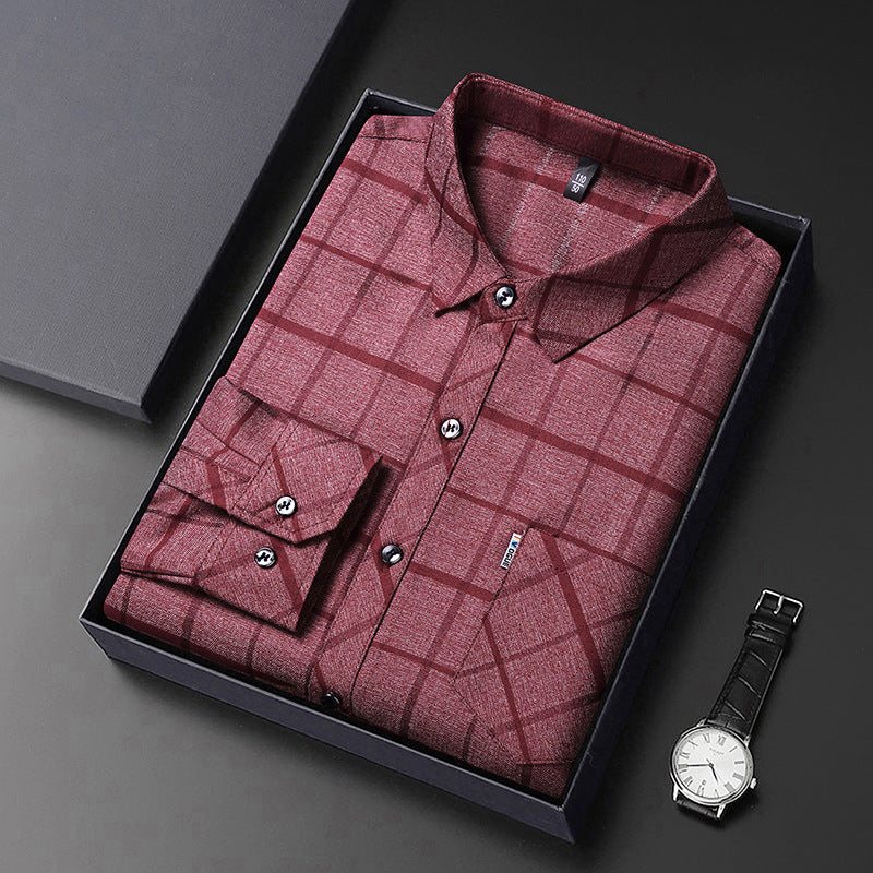 Men's Slim Fit Plaid Long Sleeve Shirt - view 5