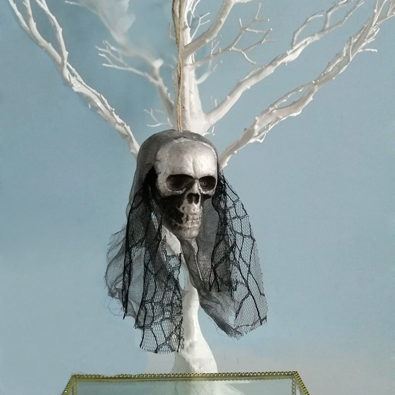 Hanging skull decoration with veil – view 2