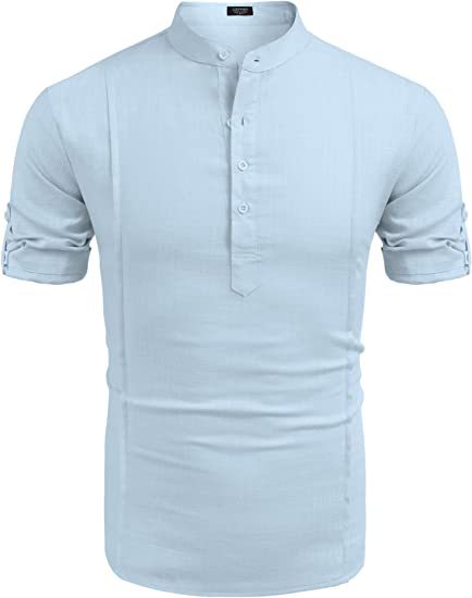Men's linen henley short sleeve shirt – view 7