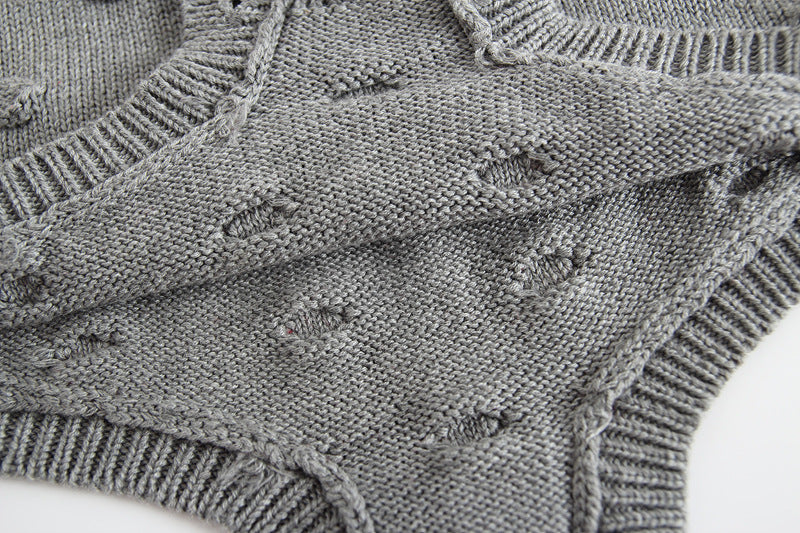 Grey baby knit sweater romper – view 5