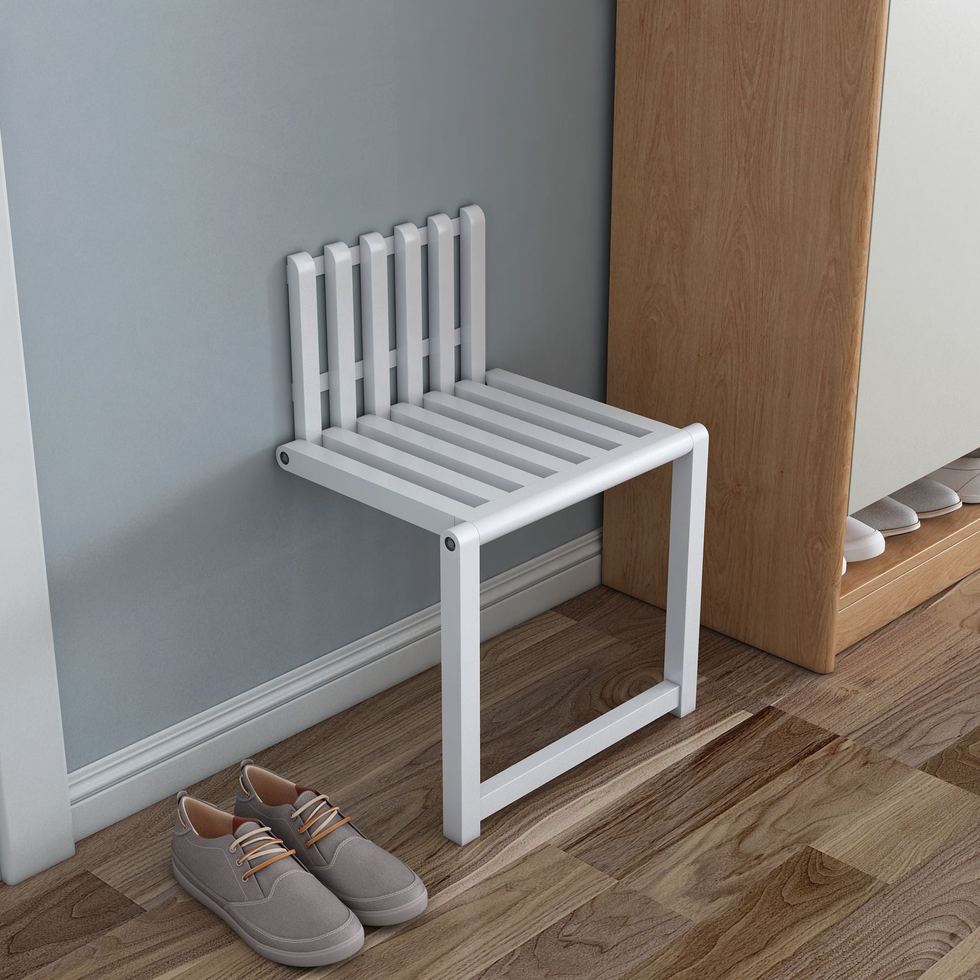 Wall-mounted folding stool
