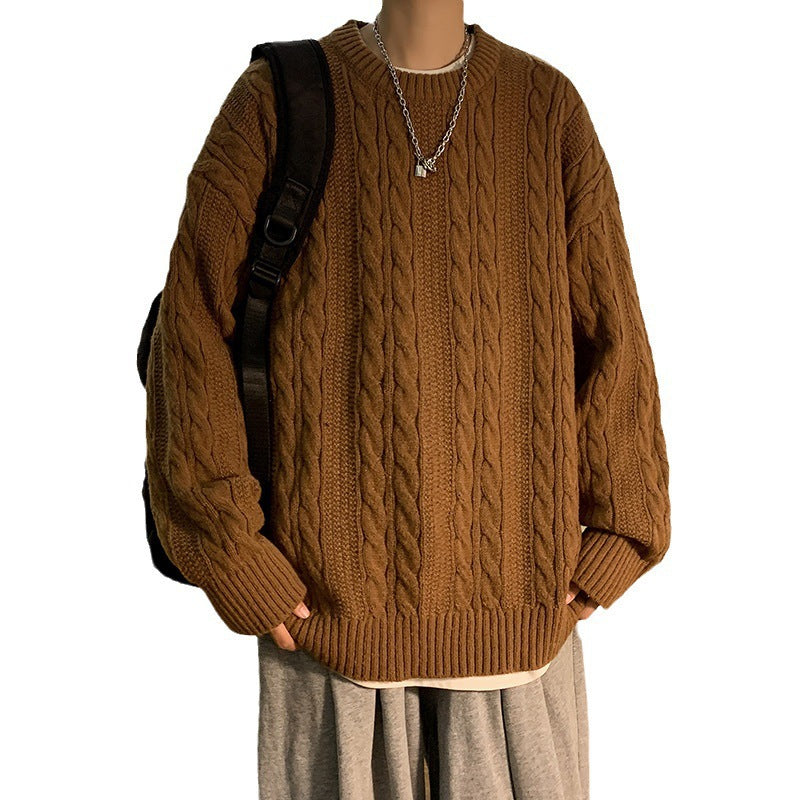 Men's Oversized Cable Knit Crew Neck Sweater - view 6
