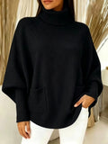 Women's Batwing Turtleneck Poncho Sweater - view 11