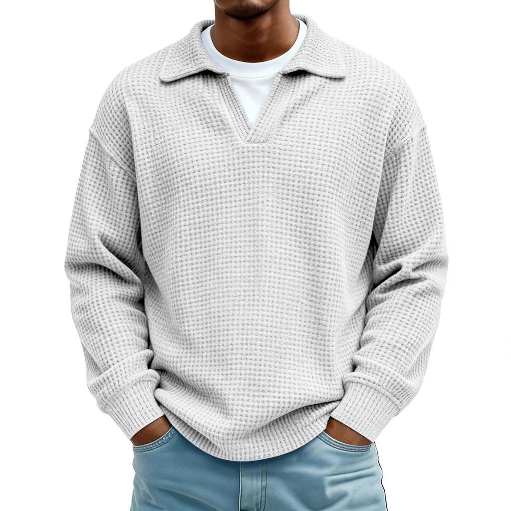 Men's Waffle-Knit Long Sleeve Polo - view 3