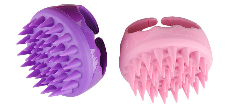Silicone scalp brush bristles close-up