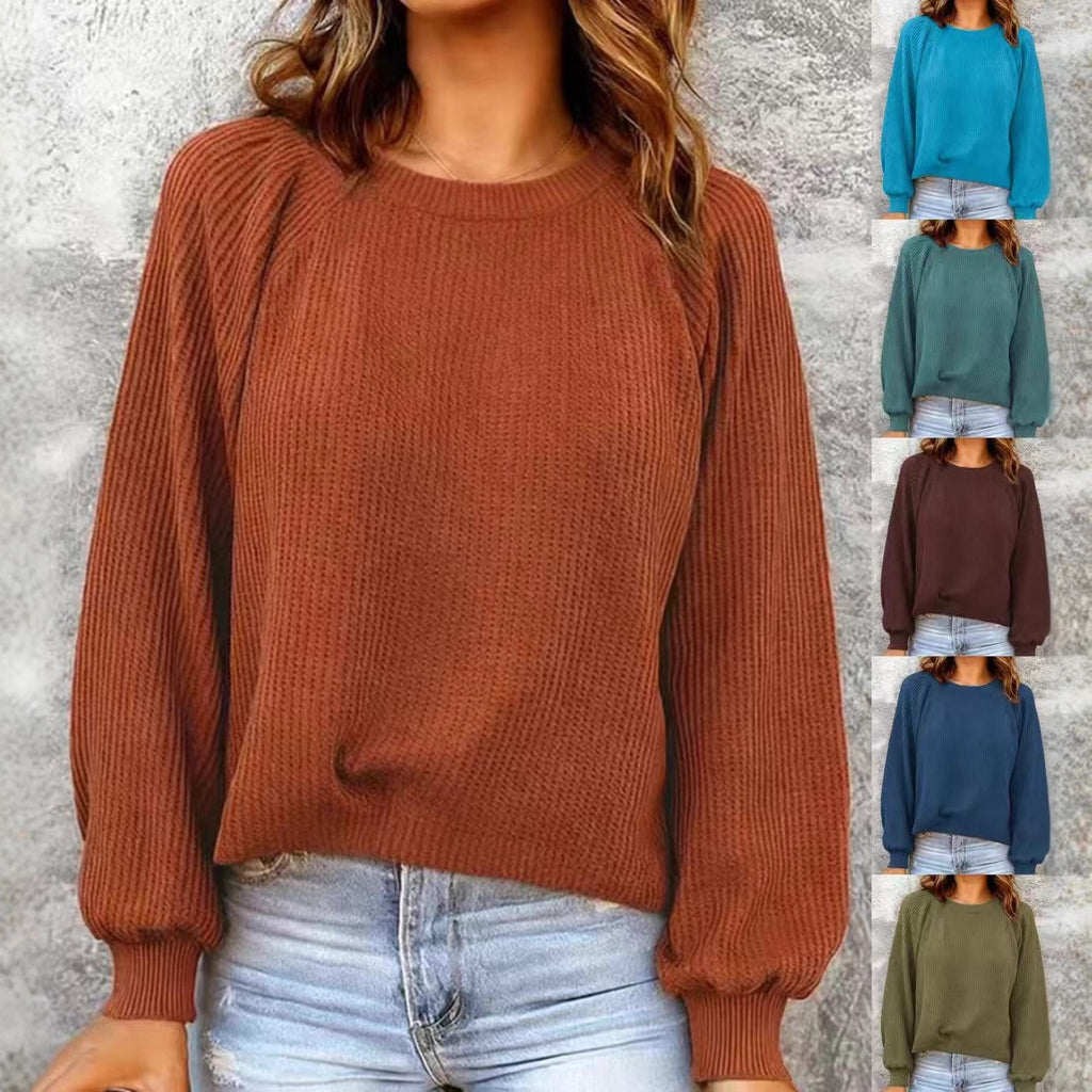 Women's Waffle-Knit Raglan Pullover Top