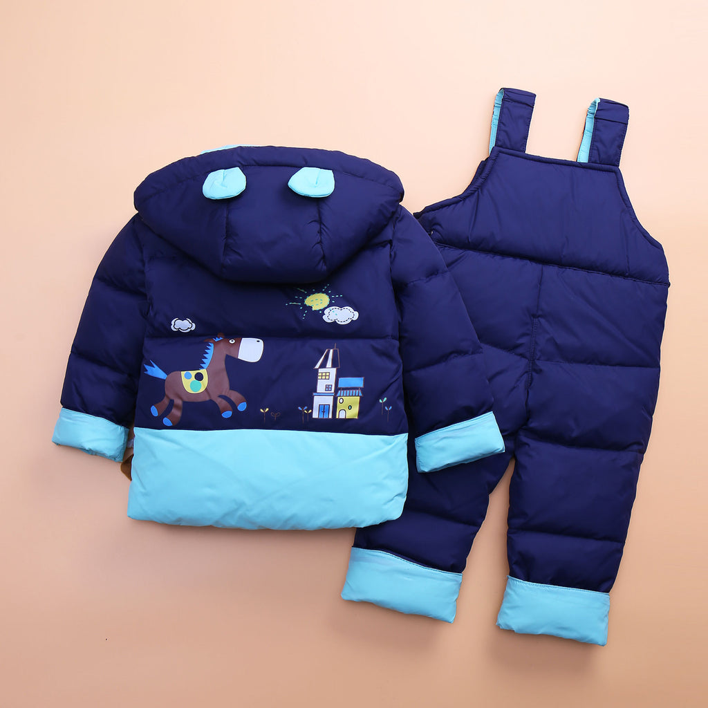 Kids' Hooded Puffer Jacket & Snow Bib Set - view 3