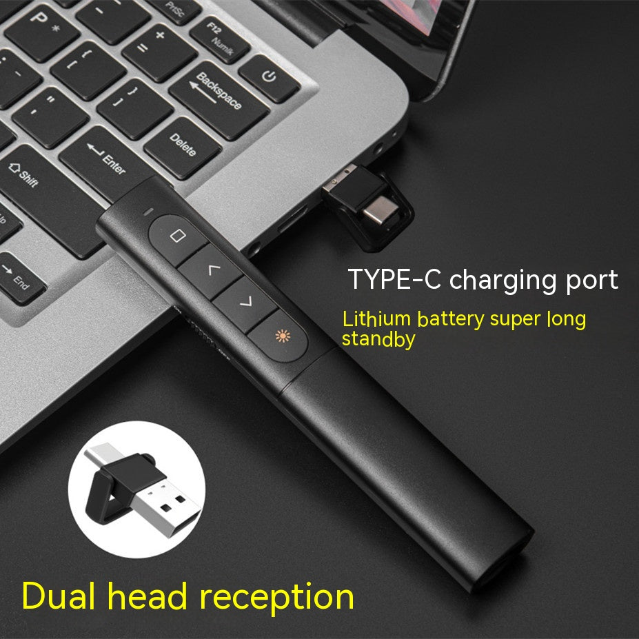 Wireless rechargeable presenter clicker with red laser pointer