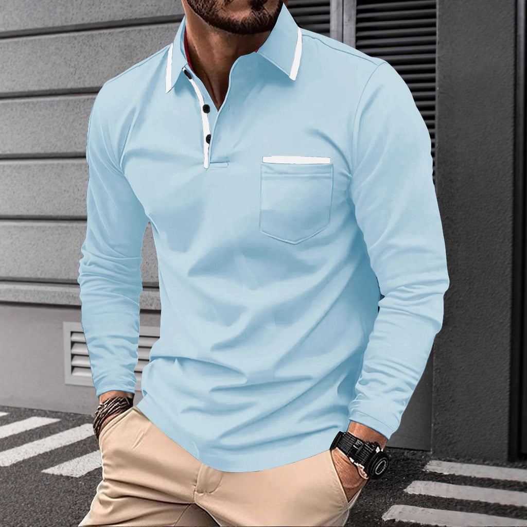 Men's Long Sleeve Polo Shirt with Pocket - view 10