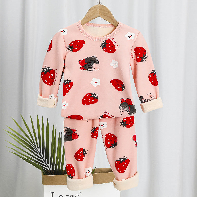 Kids fleece-lined thermal underwear set – view 1