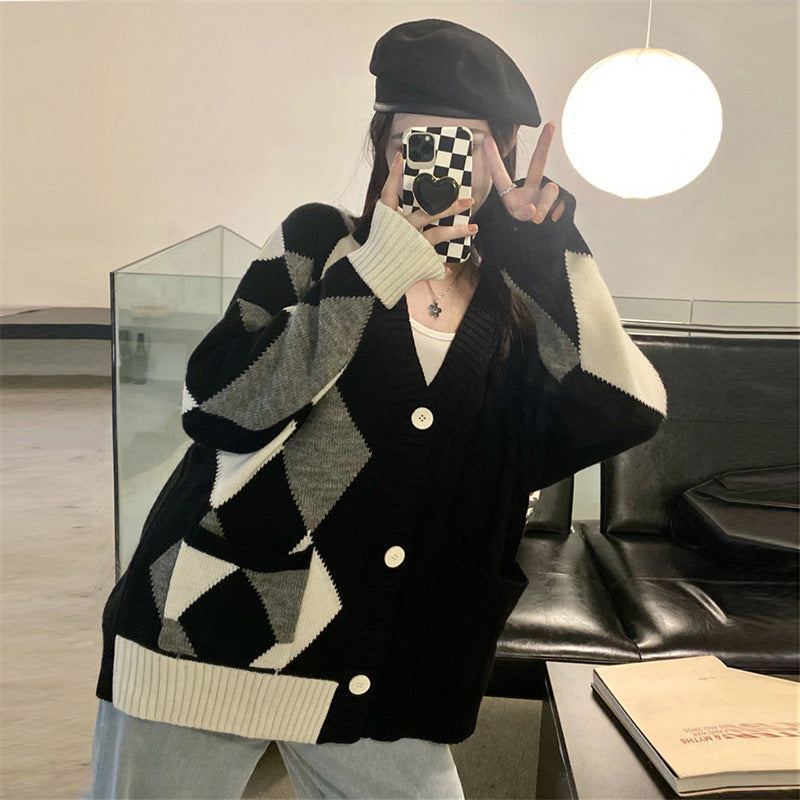 Argyle Knit Cardigan view 4