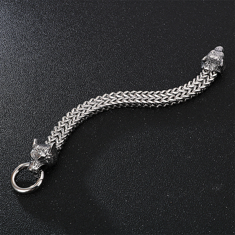 Stainless Steel Wolf Head Chain Bracelet - view 7