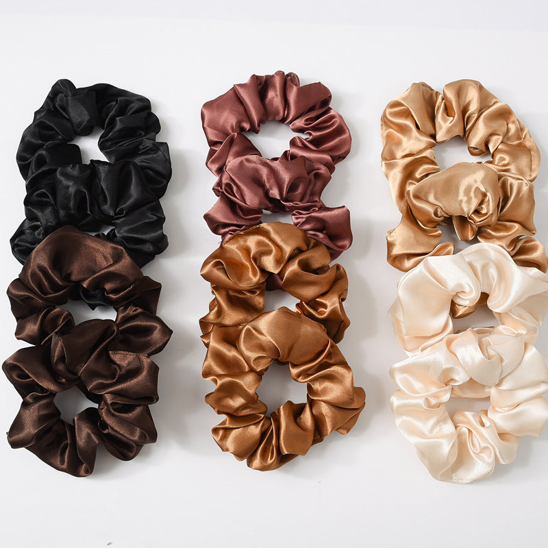 Neutral-toned satin scrunchies from the 12-pack
