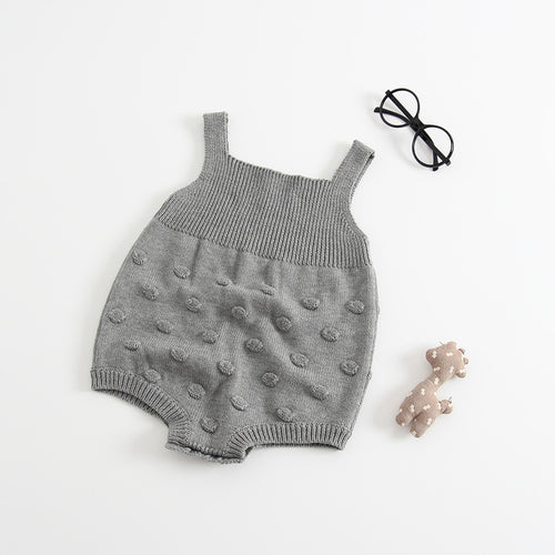 Grey baby knit sweater romper – view 2