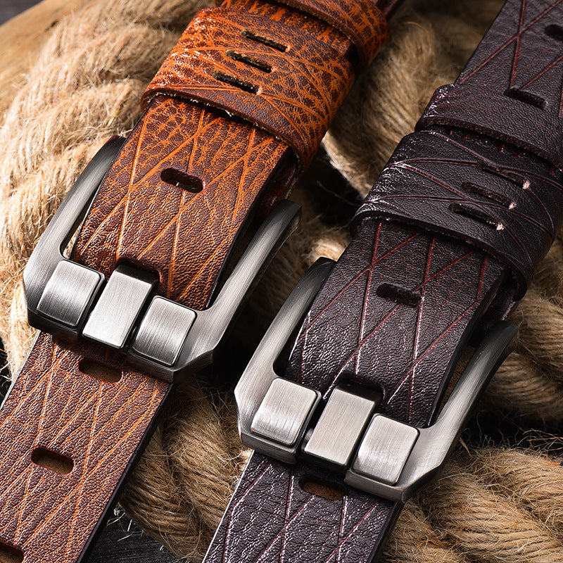 Men's Split Leather Belt with Pin Buckle - view 2