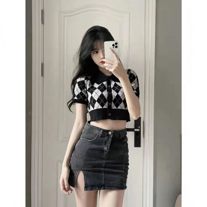 Slit Denim Skirt view 2