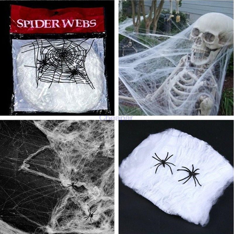 Stretchy white spider web Halloween decoration – view 5