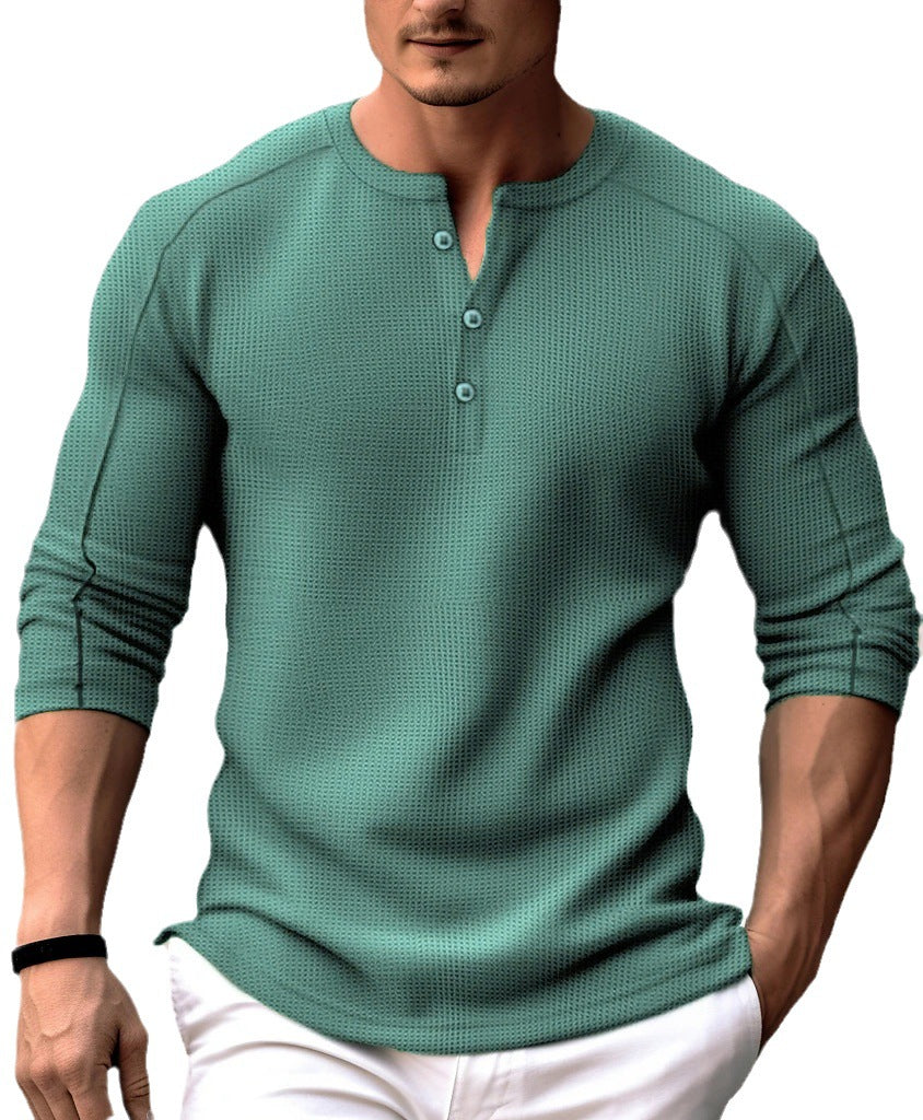 Men's Waffle Knit Henley Shirt – view 4