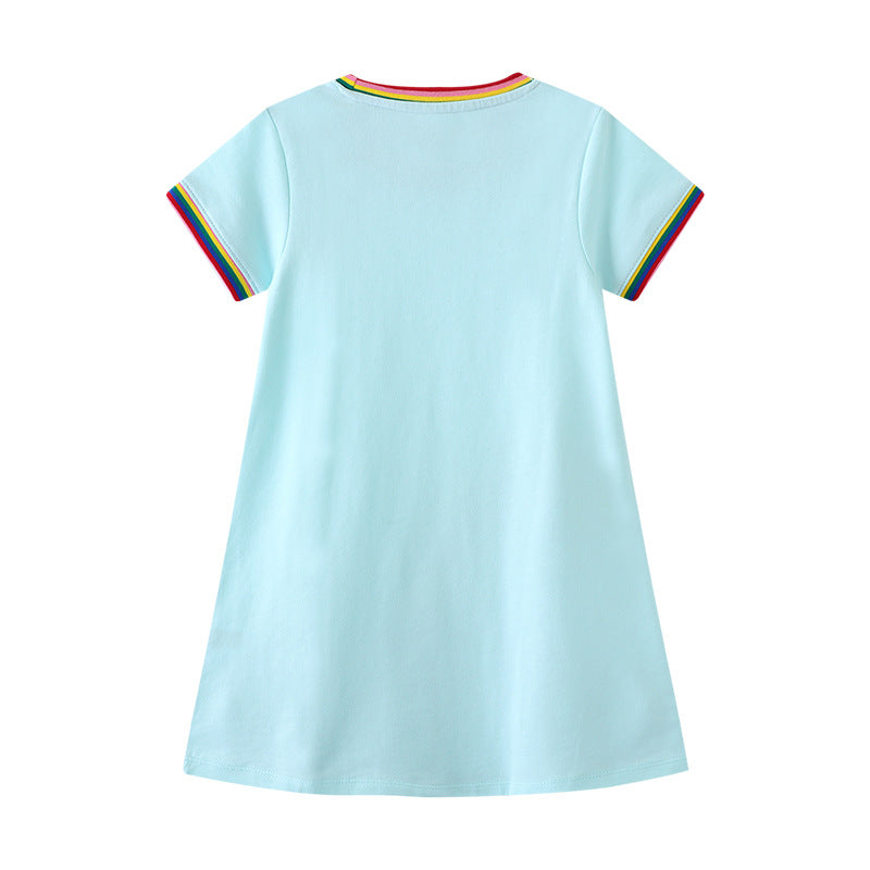 Girls' Rainbow Pencil Appliqué T-Shirt Dress - view 2