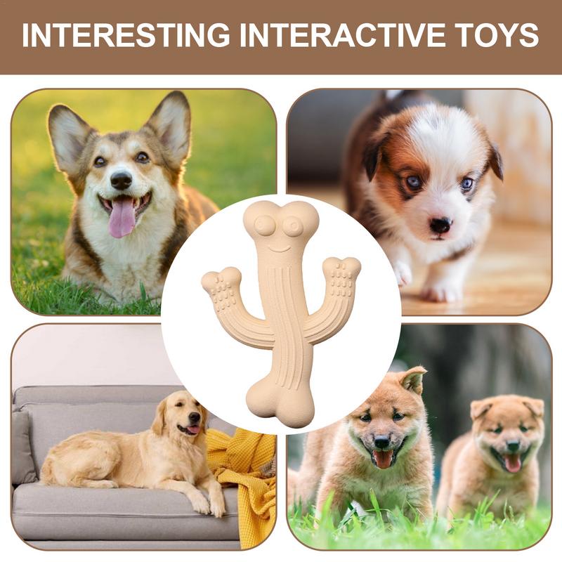 Dogs playing with cactus chew toys