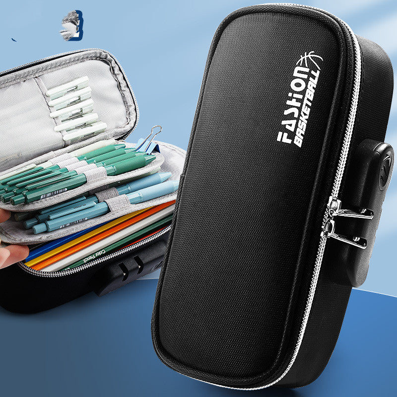 Black locking pencil case open