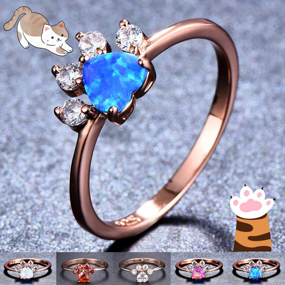 Rhinestone cat paw ring